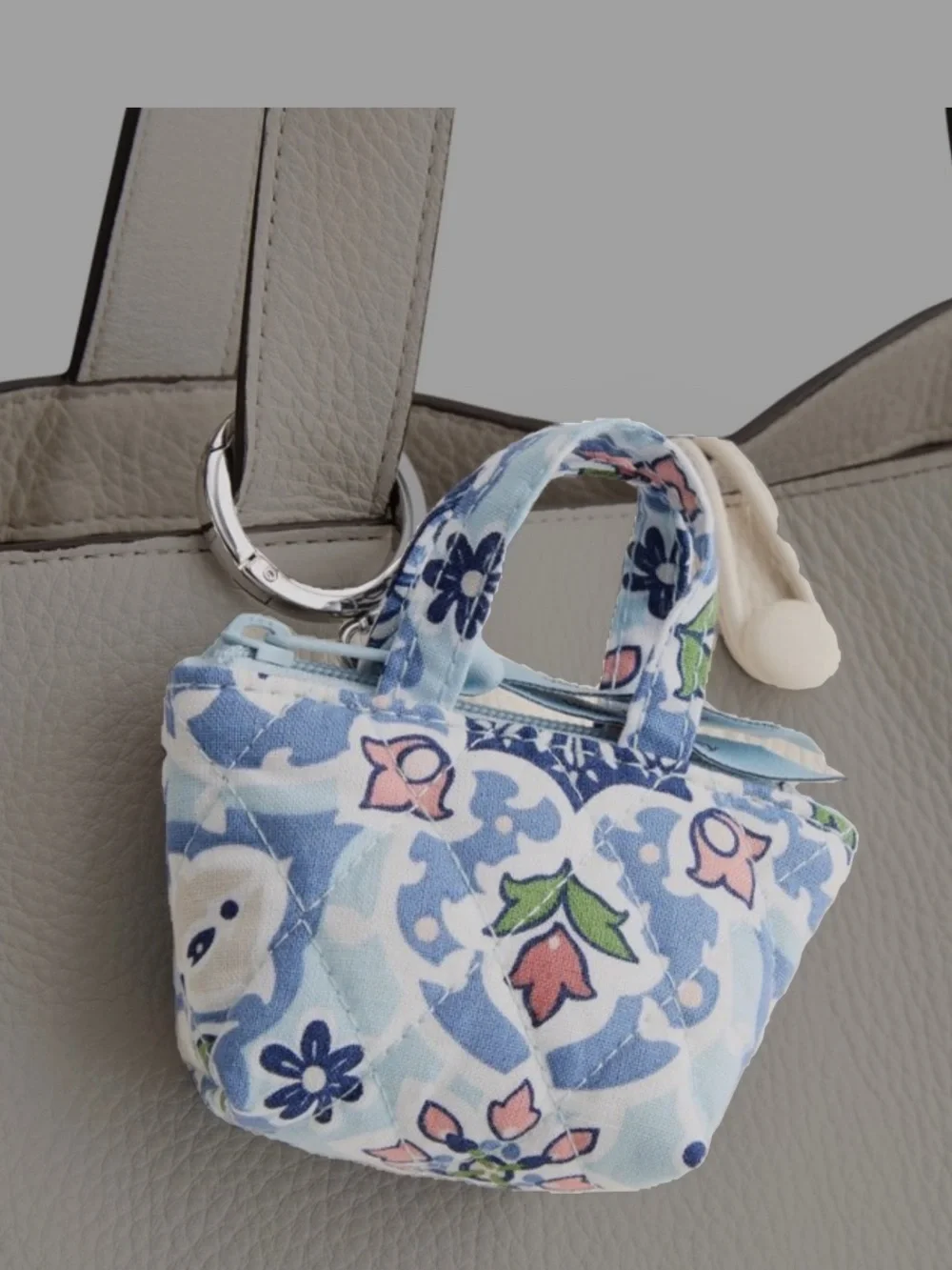 Lot of 2 Vera Bradley accessories, mini tote bag charm & zip ID case